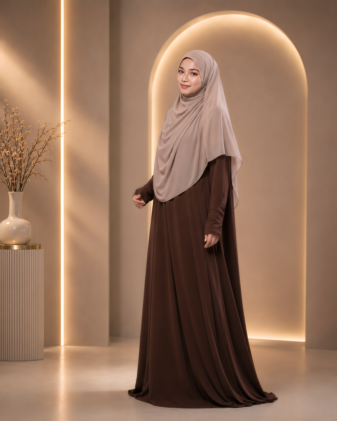 JUBAH UMRAH SAFFA IN CHESTNUT (SAIZ NORMAL)