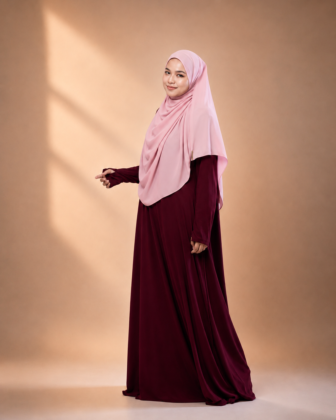 JUBAH UMRAH SAFFA IN DARK MAROON (SAIZ NORMAL)