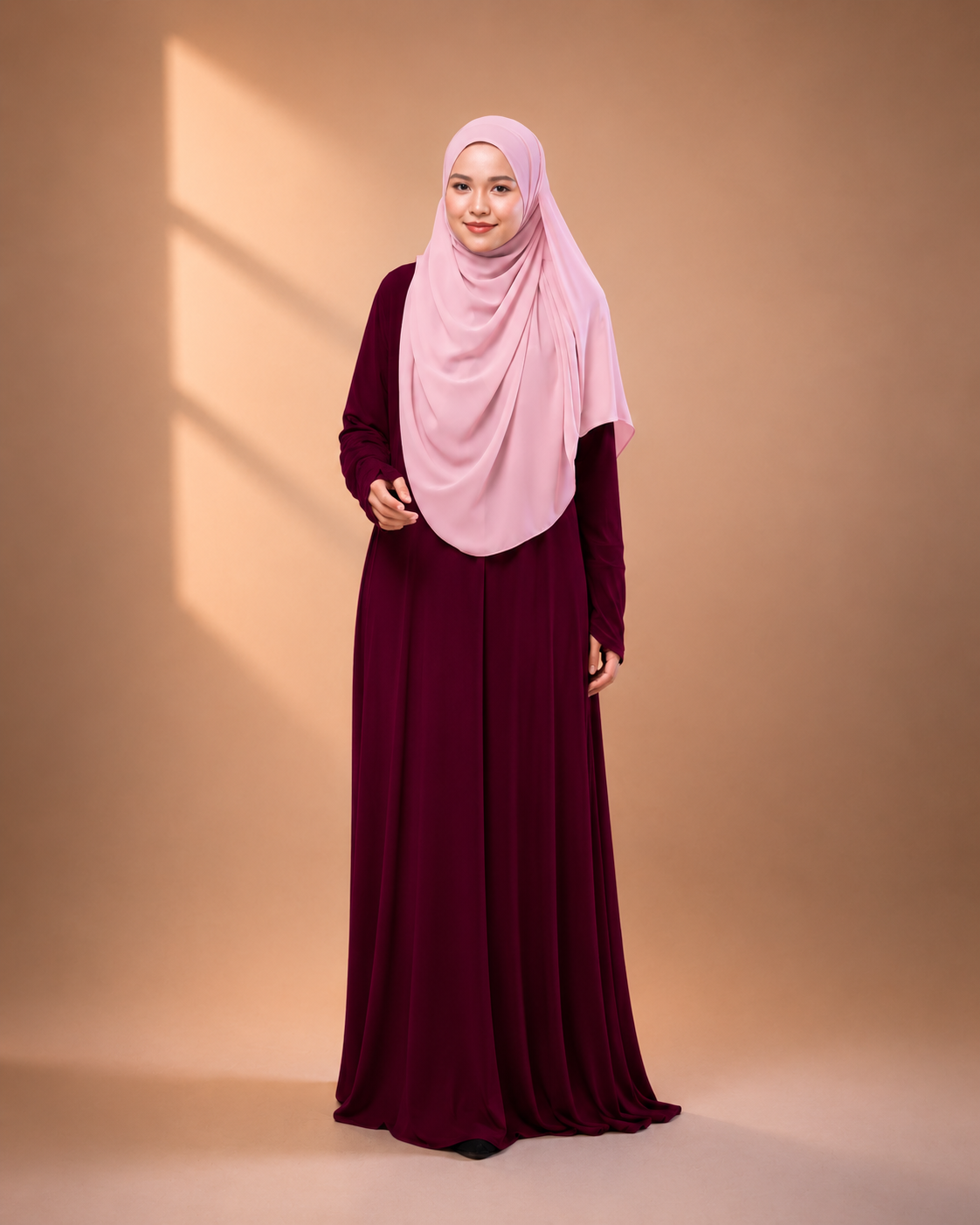 JUBAH UMRAH SAFFA IN DARK MAROON (SAIZ NORMAL)