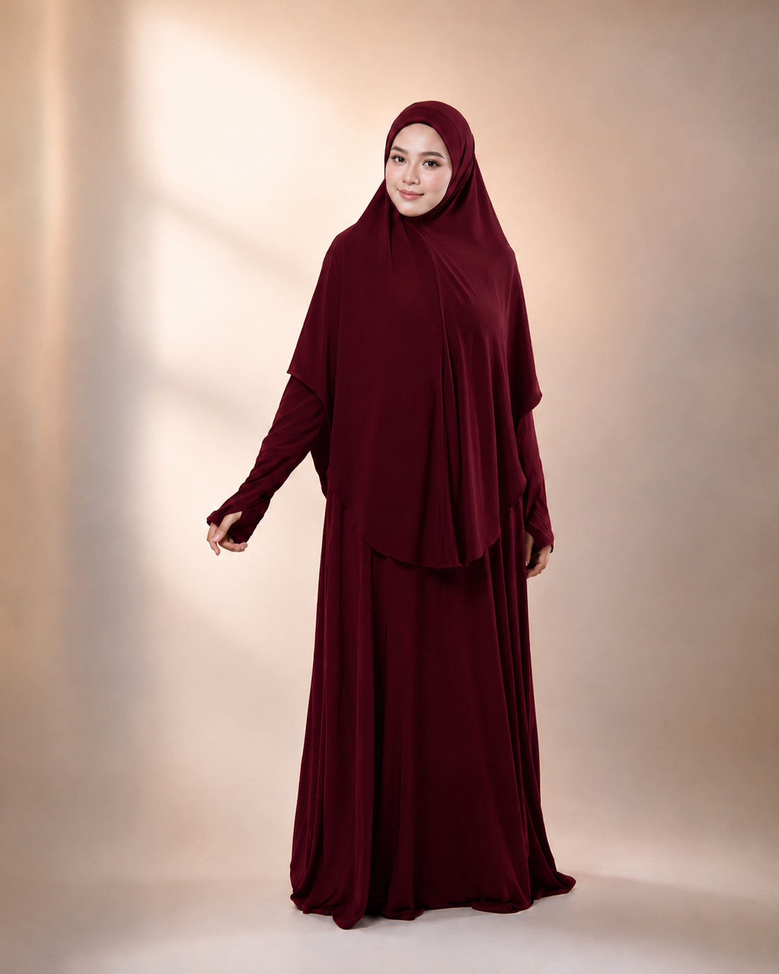 KOMBO TUDUNG & JUBAH IN DARK MAROON (SAIZ NORMAL)