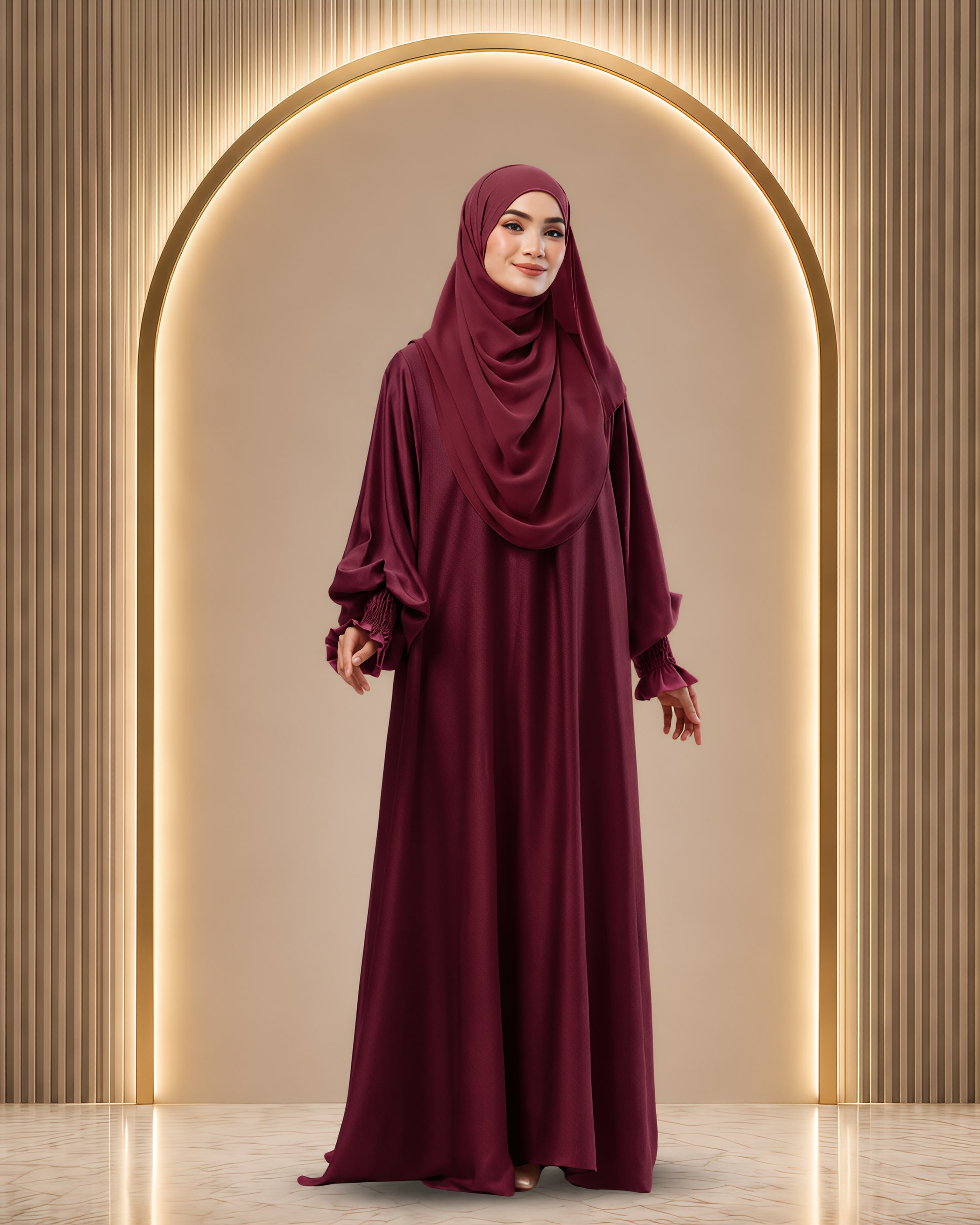 JUBAH QUEEN RAUDHAH IN LUXURY MAROON