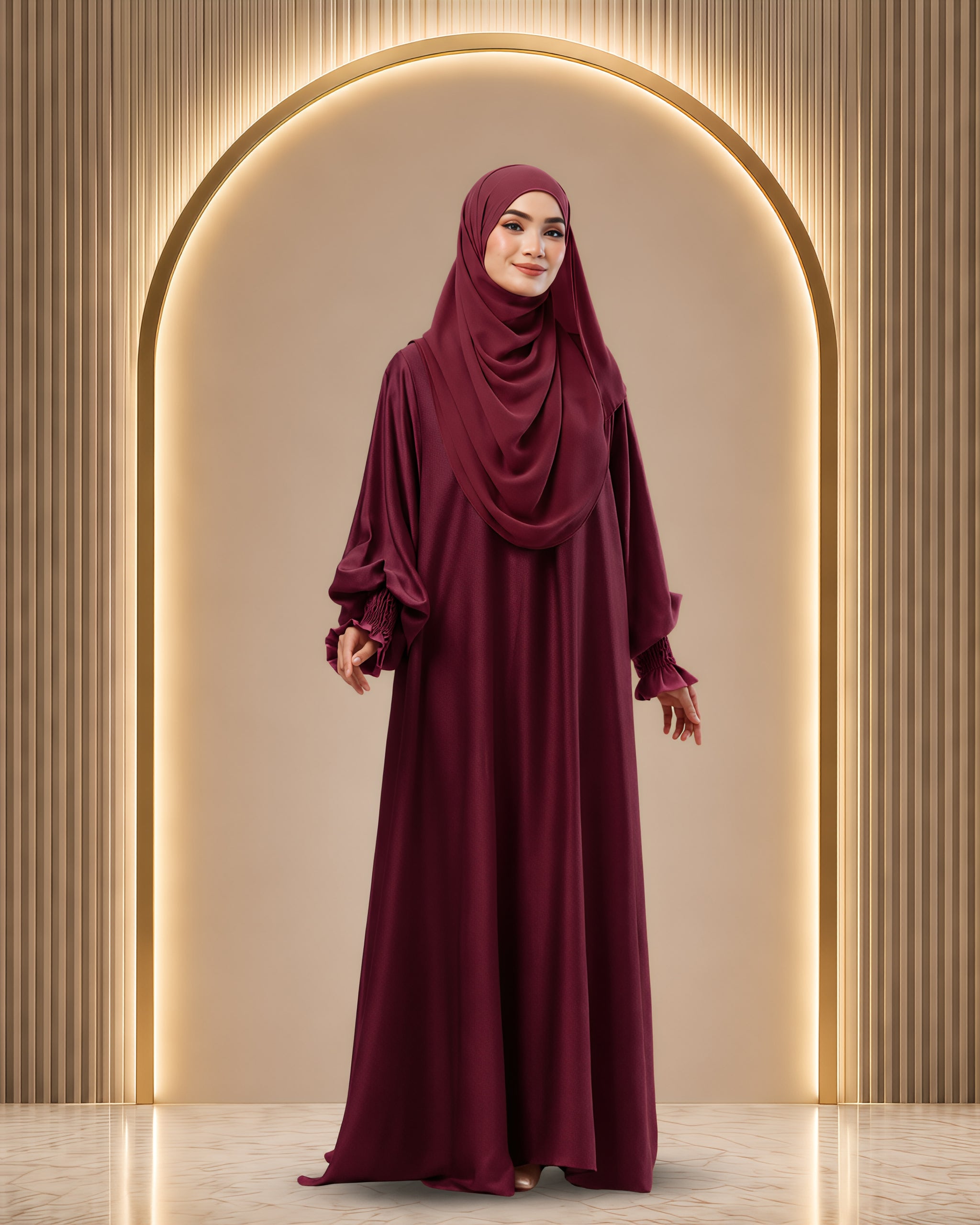 JUBAH QUEEN RAUDHAH IN LUXURY MAROON