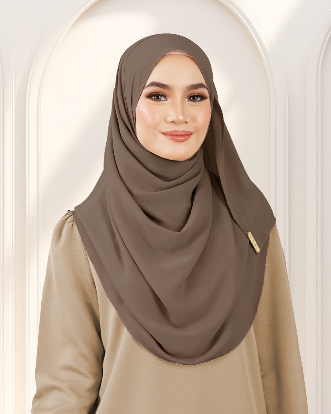 NUFA PLAIN DUBAI IN KHAKI BROWN