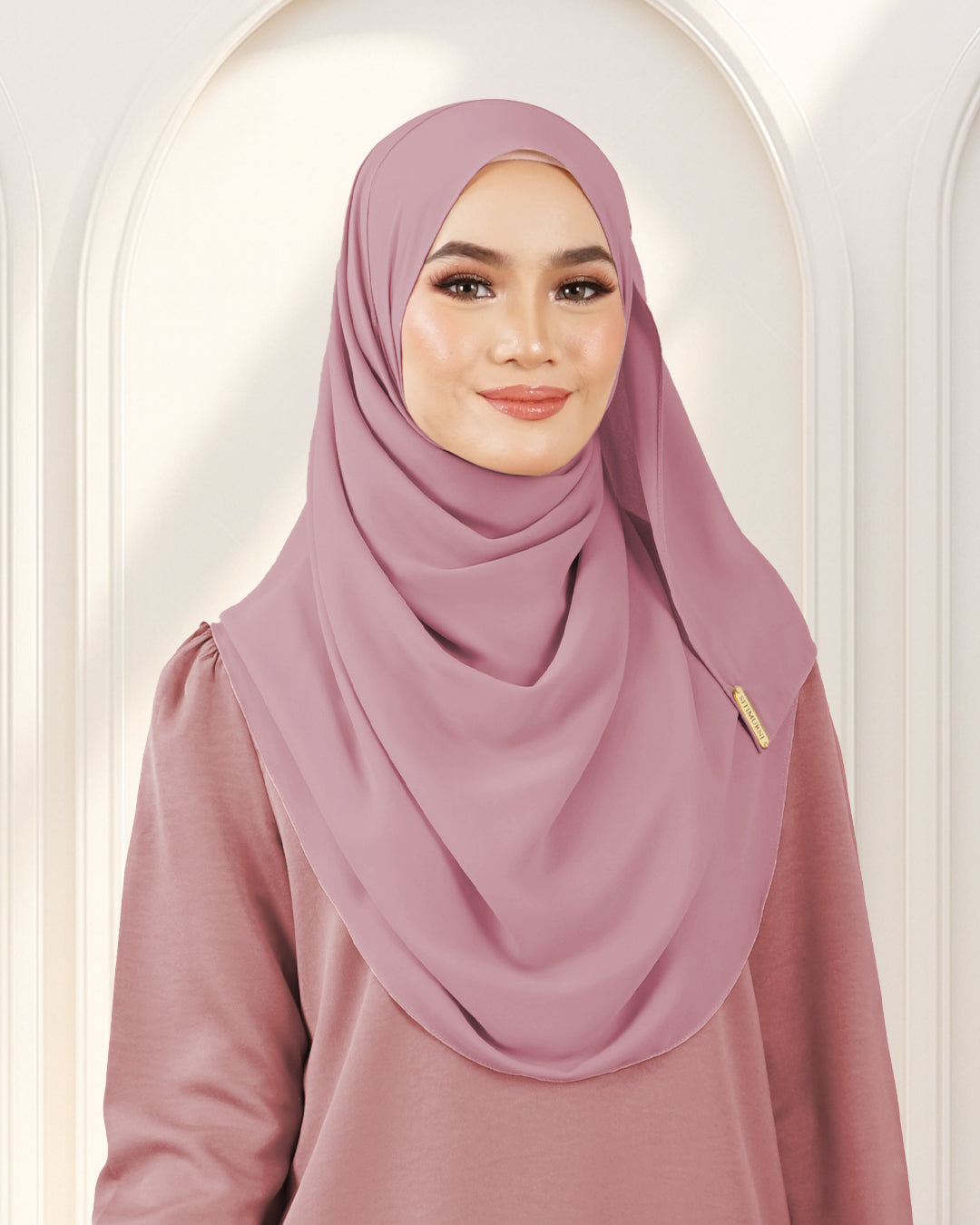 NUFA PLAIN DUBAI IN PINKY CREPE