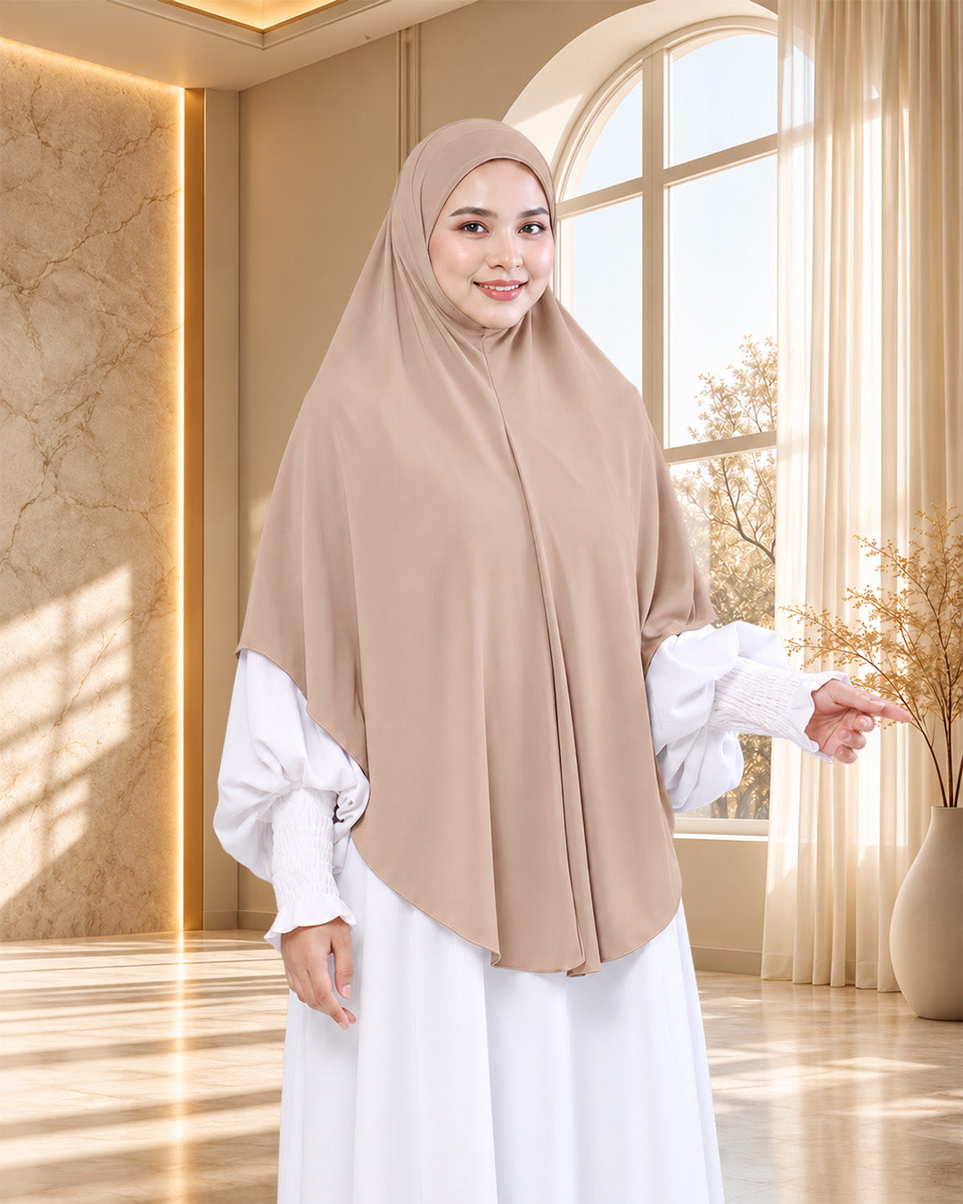 TUDUNG SARONG DAHLIA IN SOFT BEIGE
