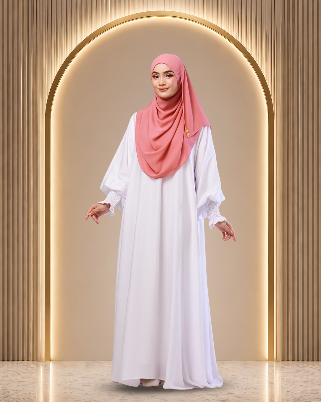 JUBAH QUEEN RAUDHAH IN LUXURY WHITE