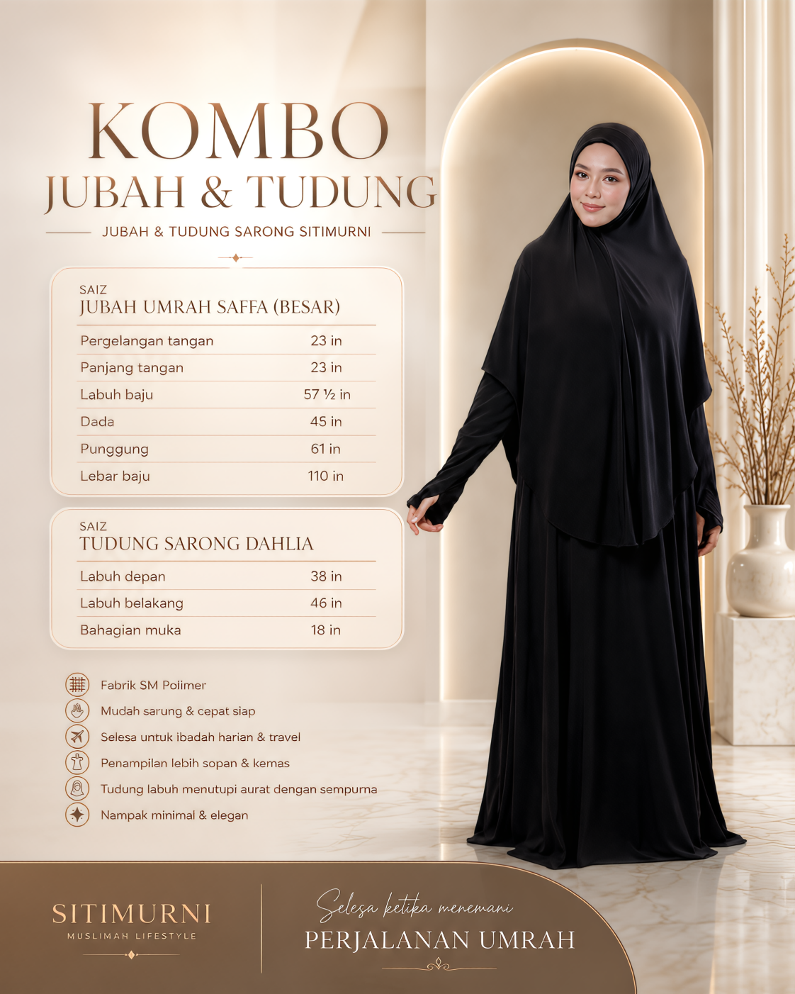 KOMBO TUDUNG & JUBAH IN DEEP NAVY (SAIZ BESAR)