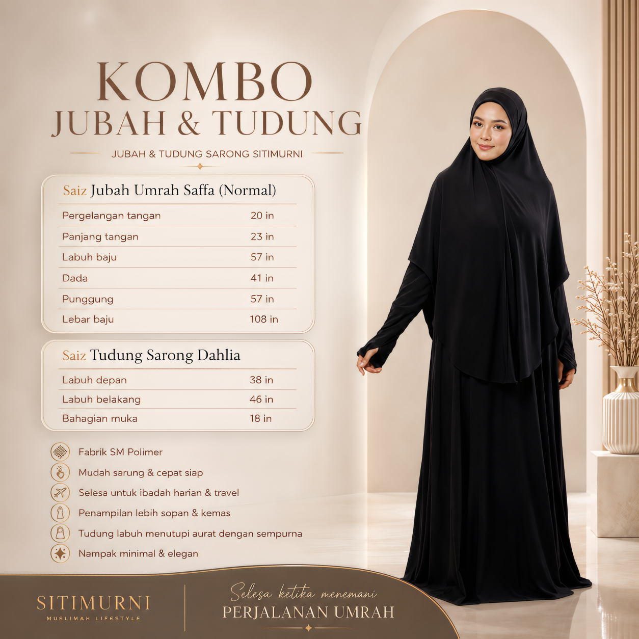 JUBAH UMRAH SAFFA IN DEEP NAVY (SAIZ NORMAL)