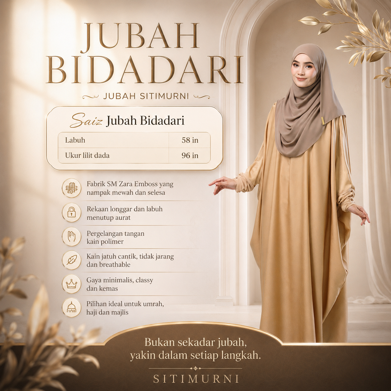 JUBAH BIDADARI IN CASHMERE NUDE