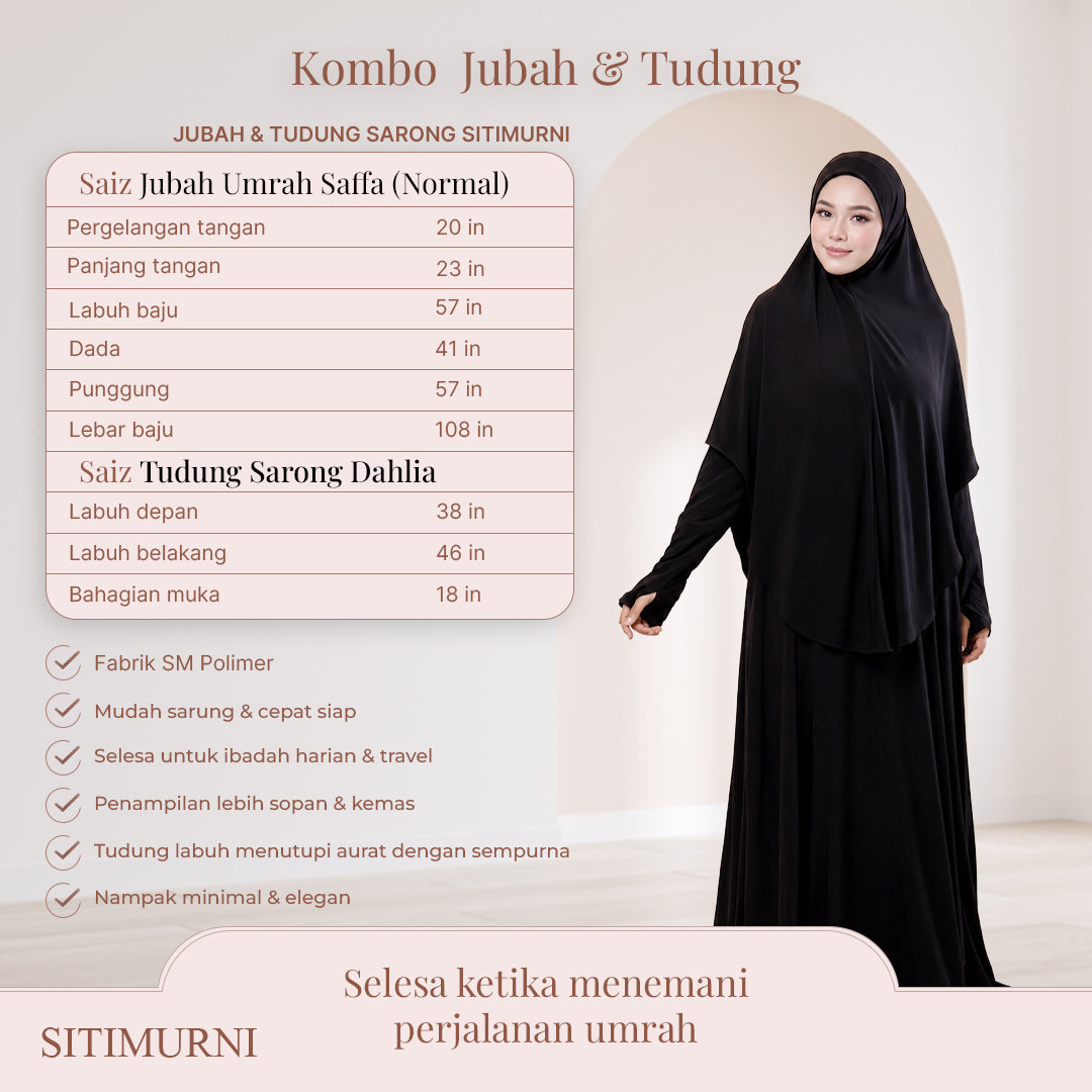 KOMBO TUDUNG & JUBAH IN DARK MAROON (SAIZ NORMAL)