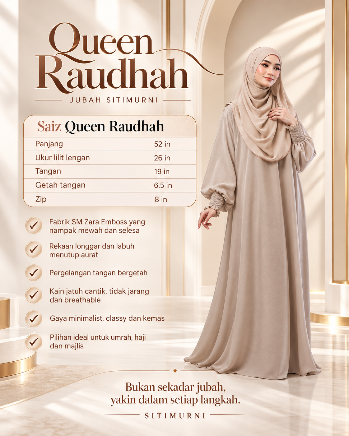 JUBAH QUEEN RAUDHAH IN LUXURY CREAM